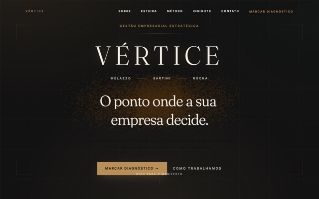 Site da Vértice Empresarial feito pela Aptoz